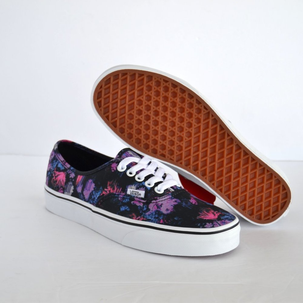Vans Women's Floral Canvas Sneakers - Black and Pink